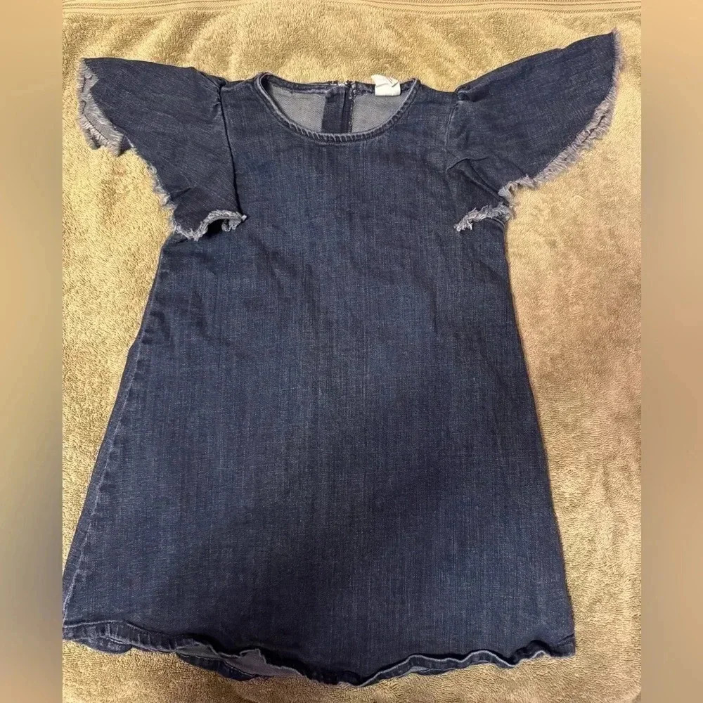 Stem Raw Hem Shoulder Sleeve Denim Dress Size 5